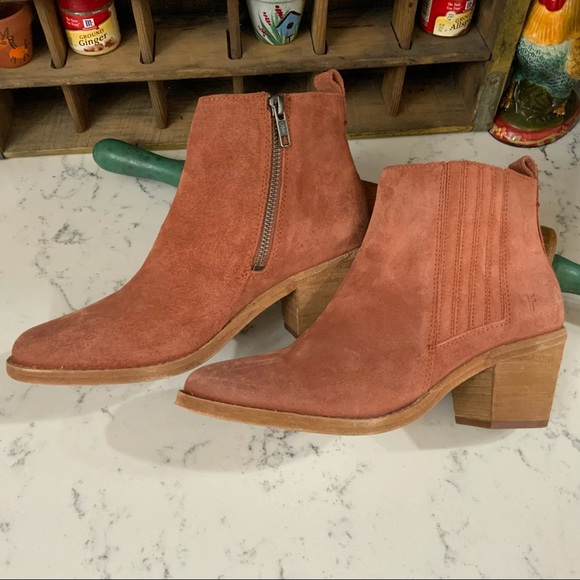 Frye Shoes - Frye Alton Chelsea Rosewood Suede Zip Ankle Boots